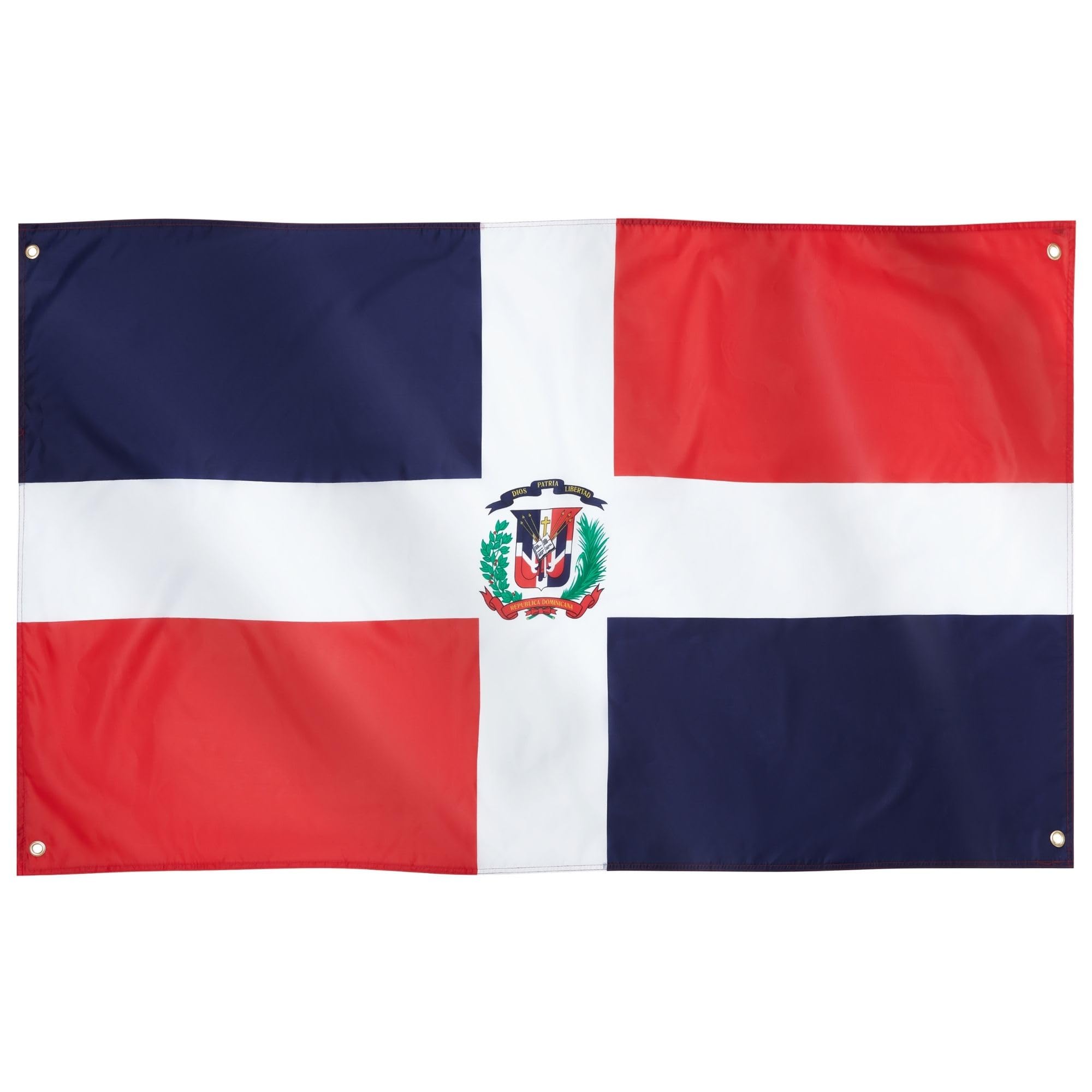 Runesol Dominican Republic Flag, 91x152cm, 3ft x 5ft, 4 Grommets, Eyelet In Every Corner,Altagracia Day, Lady of Altagracia, Quisqueya, Hispaniola, Independence Day, Premium Flags, Inside, Outside — image 1