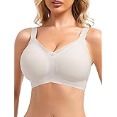 Ellareese Wireless Bras for Women with Support V Mesh No Underwire Everyday Bras Full Coverage Push Up Bralette