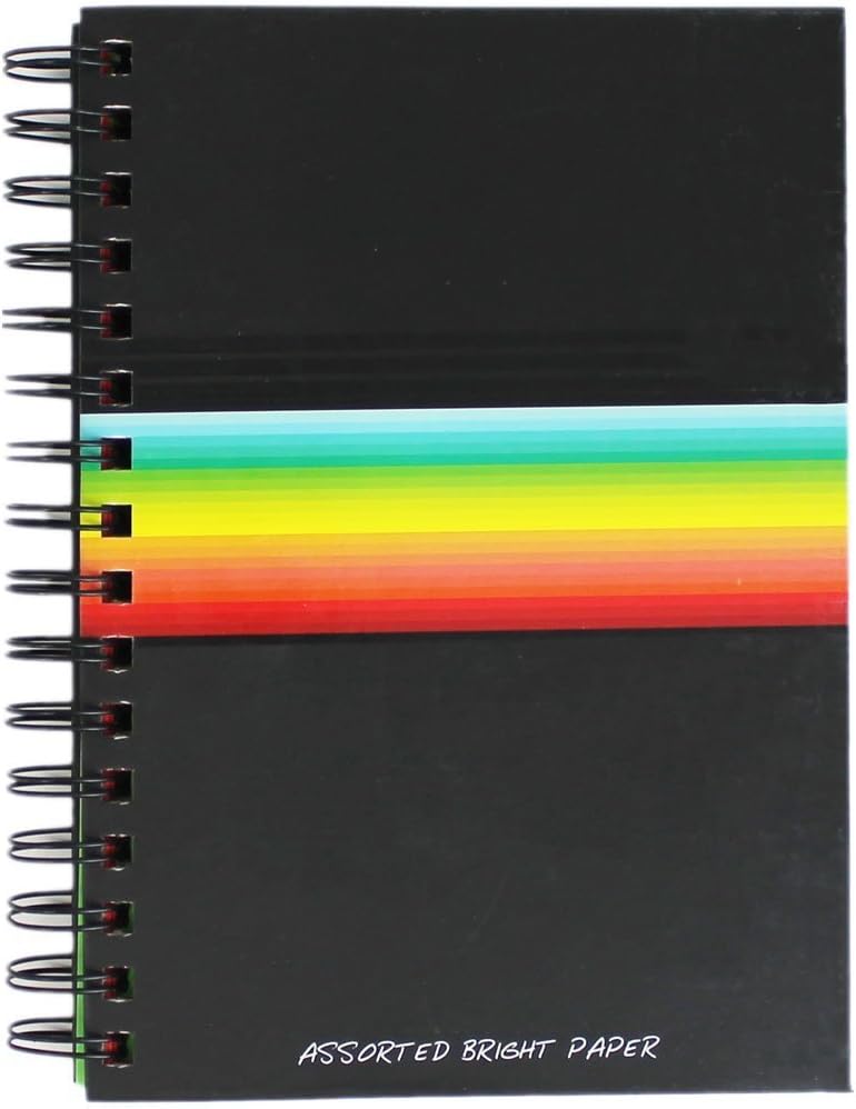 Brennan Atkinson A6 Hardback Notebook Journal Jotter Wire Bound Multi Coloured Pages 120 Pages