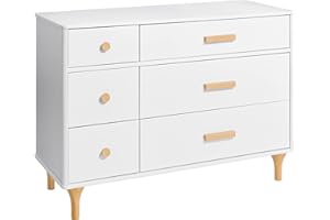 Babyletto Lolly 6-Drawer Assembled Double Dresser in White and Natural, Greenguard Gold Certified