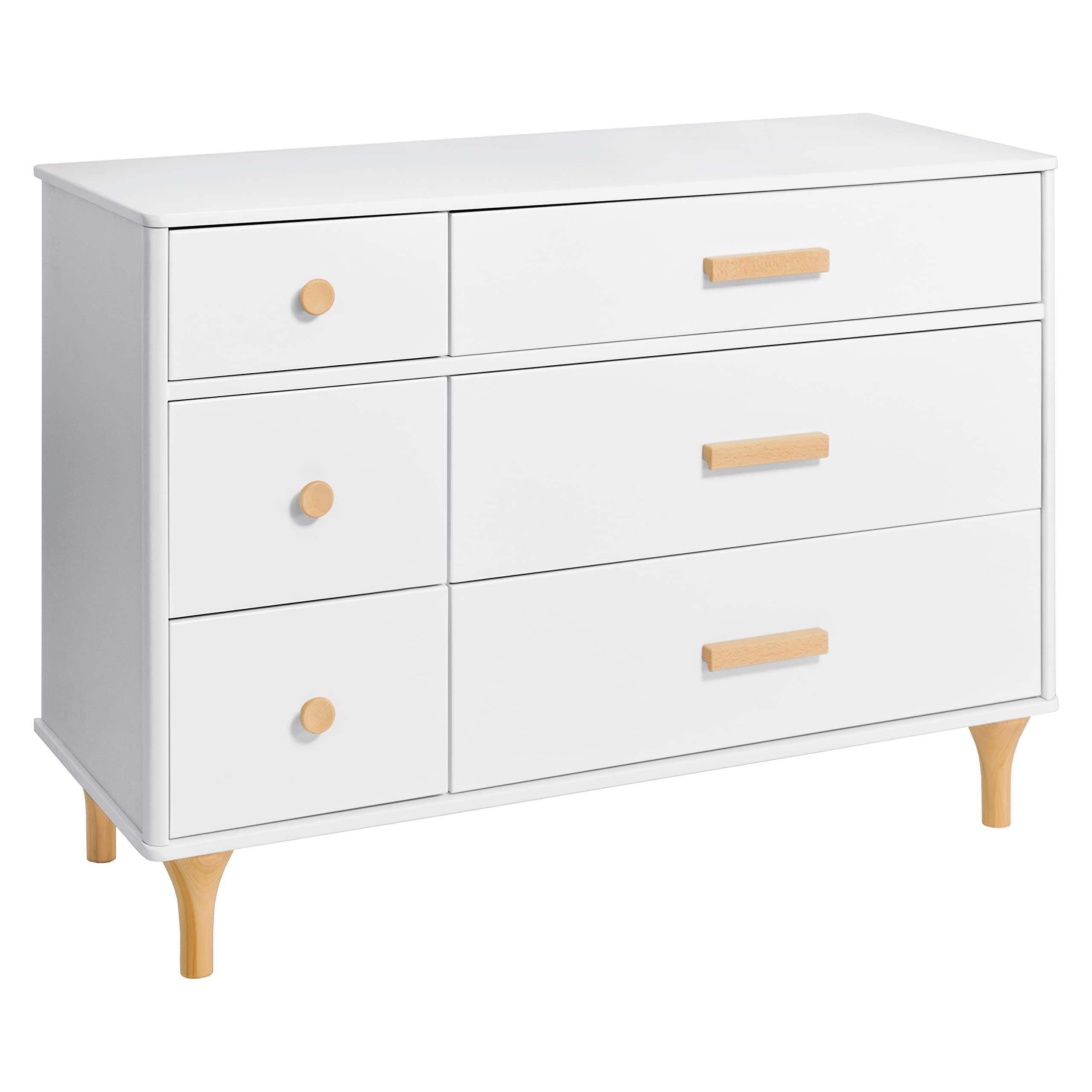 Photo 1 of Babyletto Lolly 6-Drawer Assembled Double Dresser in White and Natural, Greenguard Gold Certified