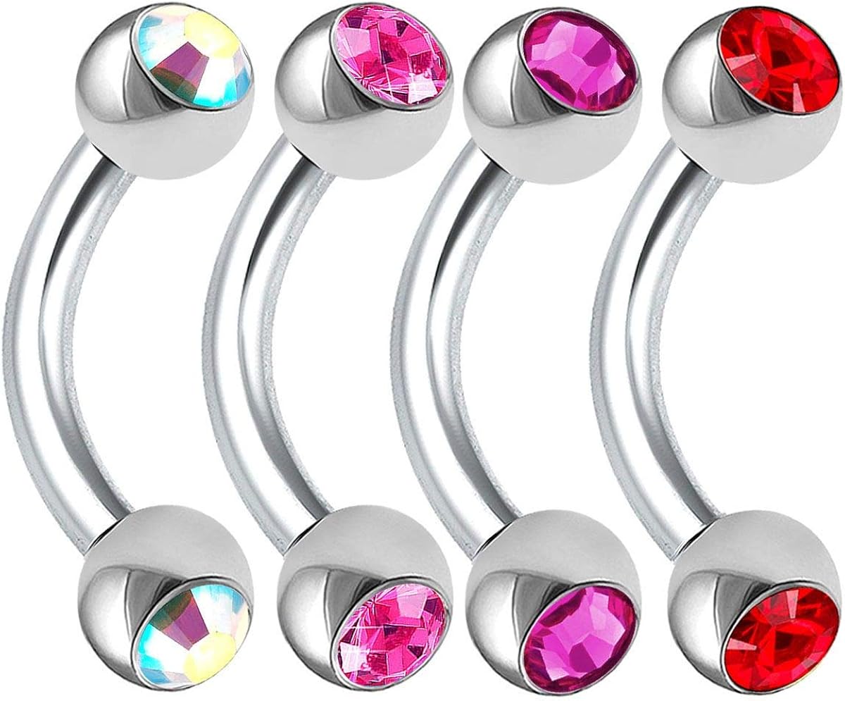 Buy bodyjewellery 4Pcs 16g 6mm Surgical Steel Barbell Curved Cartilage