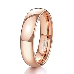 TRUMIUM 6mm Rose Gold Tungsten Rings for Men Women
