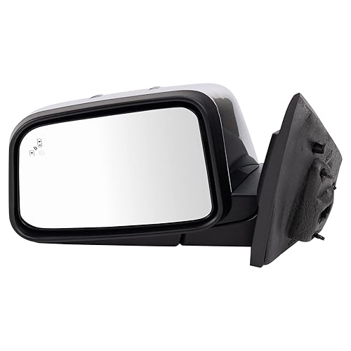 TRQ Driver Side Power Heated Mirror Chrome Cover Textured Black Compatible with 2011-2015 Ford Edge FO1320730