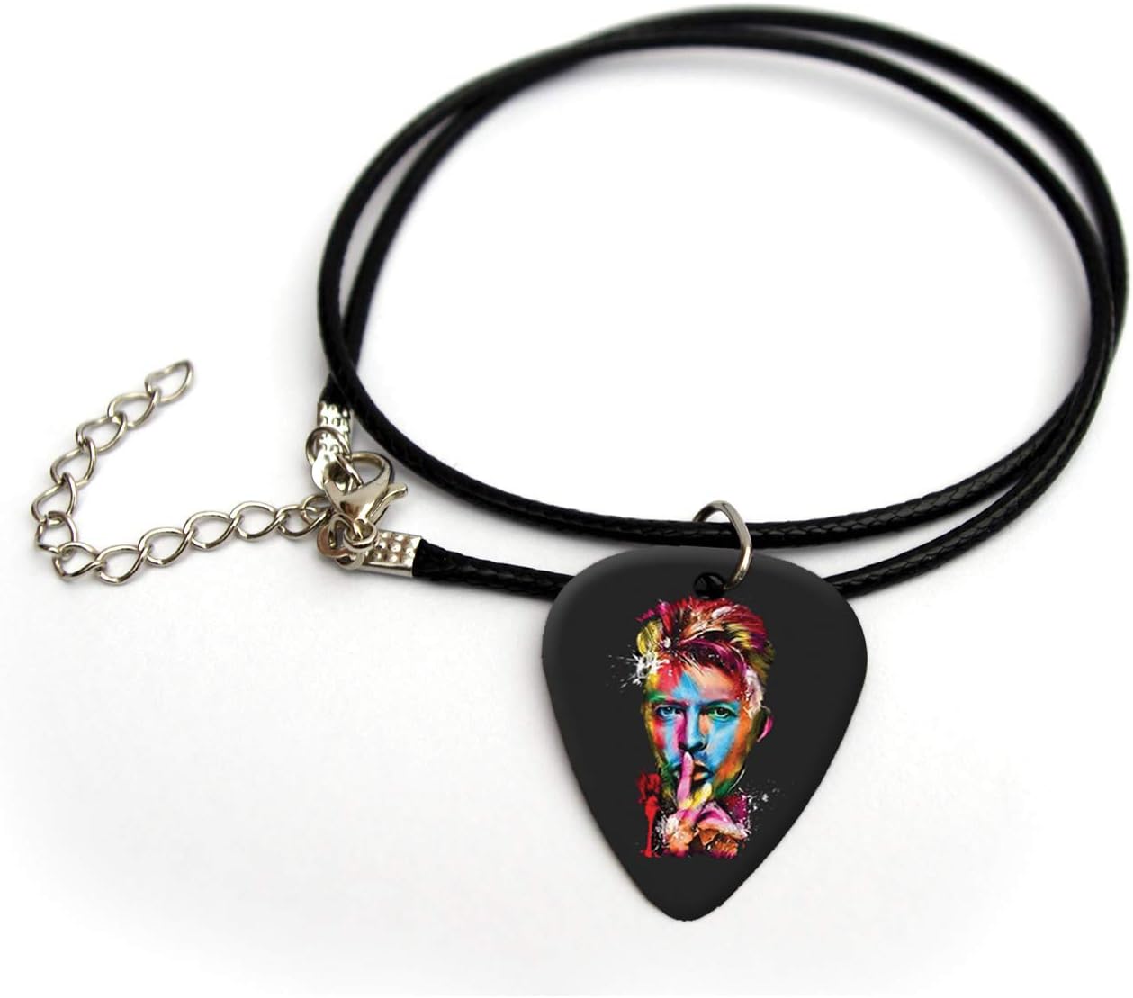 David Bowie Printed guitar pick plectrum cord necklace 18" FC painting