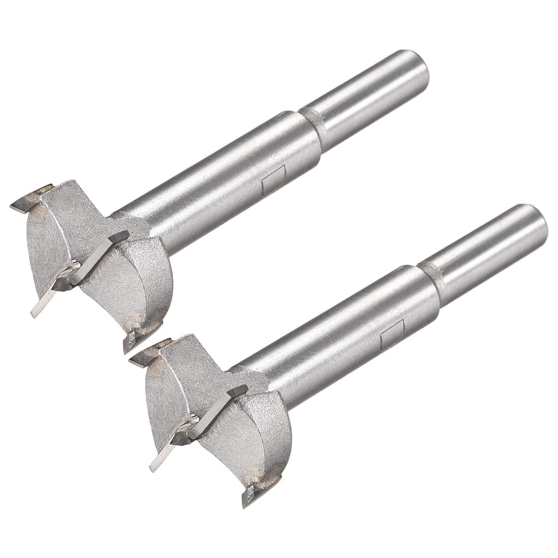 sourcing map Forstner Wood Boring Drill Bits 27mm Dia. Hole Saw Carbide Alloy Steel Tip Round Shank Cutting for Hinge Plywood Wood Tool 2Pcs