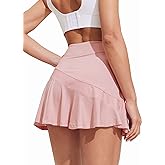 Ekouaer Womens Tennis Skirt Pleated Athletic Skort with Pocket Anti-Slip Strip High Waisted Ruffle Golf Skirts Workout Casual
