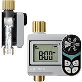 QUOBAS Zero Pressure Water Timer, Sprinkler Timer for Garden Hose Faucet | Brass Programmable Hose Timer, Rain Delay/Manual/Automatic Irrigation System, Low Pressure Watering Compatible Rain Barrel