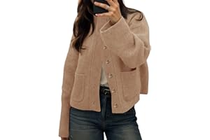 Cicy Bell Womens Chunky Knit Cardigan Sweaters Button Down Mock Neck Open Front Jacket Winter Casual Outerwear with Pockets