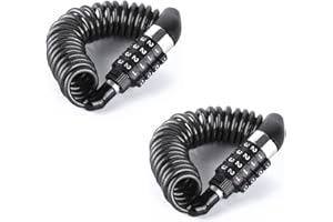 HOUSON 2PCS Black Motorcycle Helmet Lock, Portable Password Combination Security 59 Inch for Bicycle Suitcase Luggage 4 Digit