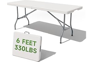Ortus Collective Folding Table 6 Foot - Heavy Duty 330LBS Capacity, Sturdy & Foldable Design with Safety Lock - Portable Tables Folding for Camping, Party, Indoor & Outdoor Use, 1 Pack