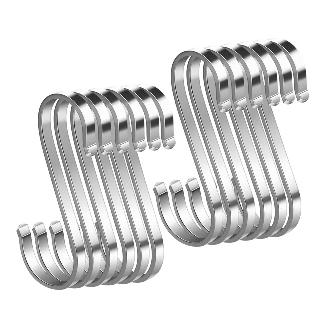 WEERSTONE S Hooks 12 Pack Stainless Steel S-shaped Heavy Duty Hooks, Modern Style, Rust Resistant, Adjustable Easy Install, Perfect for Workshop, Garage, Office, Shop, Kitchen, Wardrobe, Garden