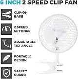 Signature 6" Clip Fan 2 Speed Adjustable Tilt Portable White S40007 view 2