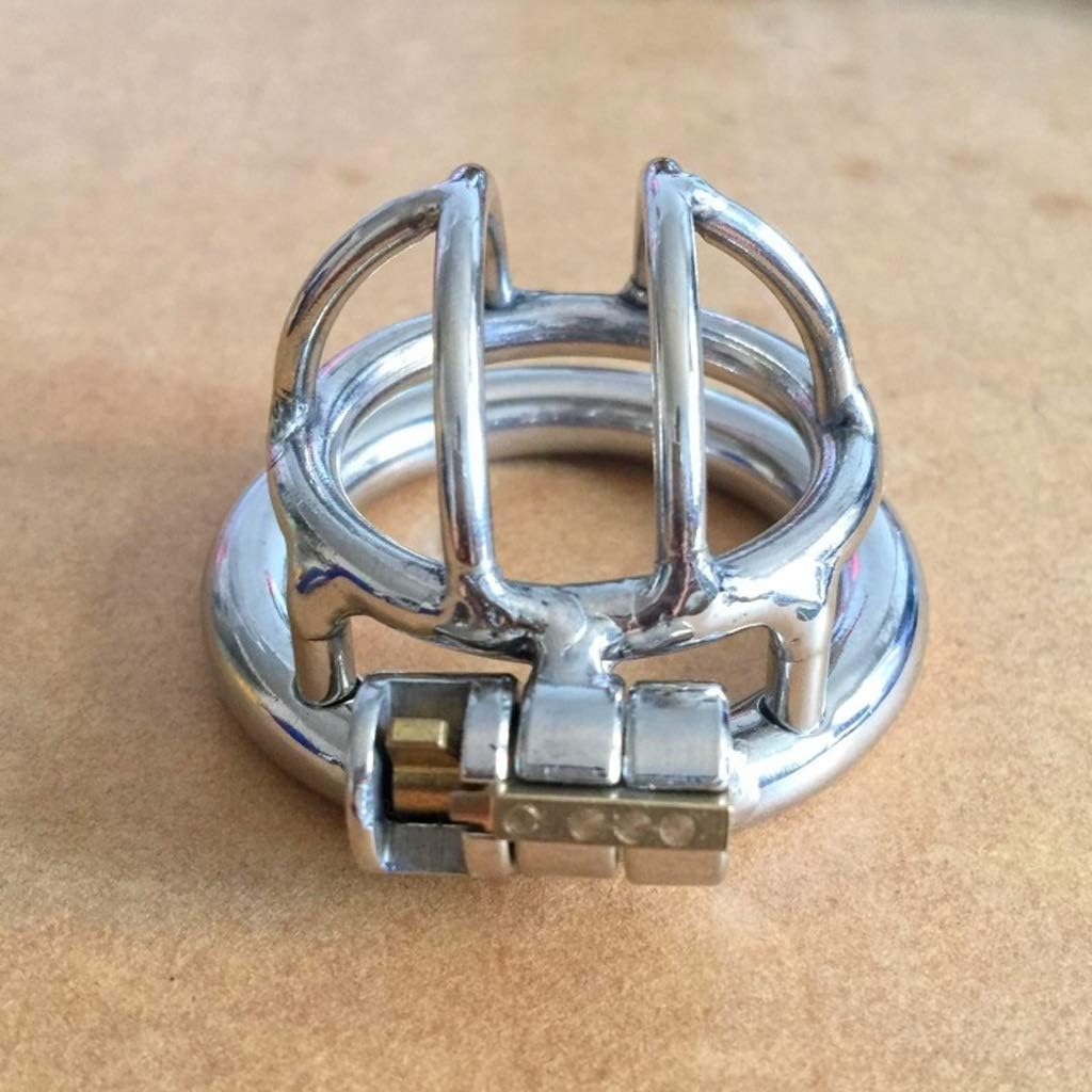 YLB Alternative Stainless Steel Medical Hypoallergenic Toy Male Metal JJ Phallus Cage Daily Wear with Anti-Off Device Chǎstity Device Sunglasses T-Shirt (Size : M/45mm)