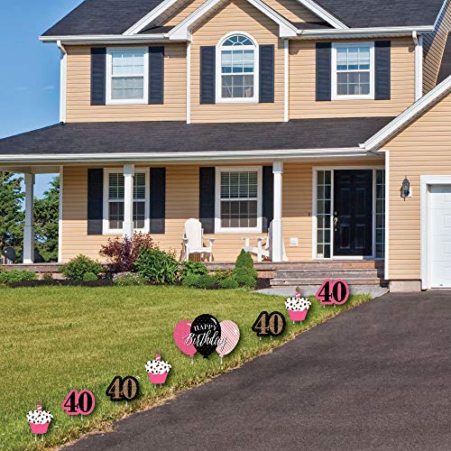 Chic-40th-Birthday-Pink-Black-and-Gold-Yard-Sign-Outdoor-Lawn-Decorations-Birthday-Party-Yard-Signs-Set-of-8