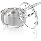 SUNHOUSE – 1.5 Quarts Stainless Steel Sauce Pan with Lid - PFOA-FREE, Stainless Steel Sauce Pan, Advanced Impact Bonding Induction Base, Stay-Cool Handle, Compatible with All Cooktops
