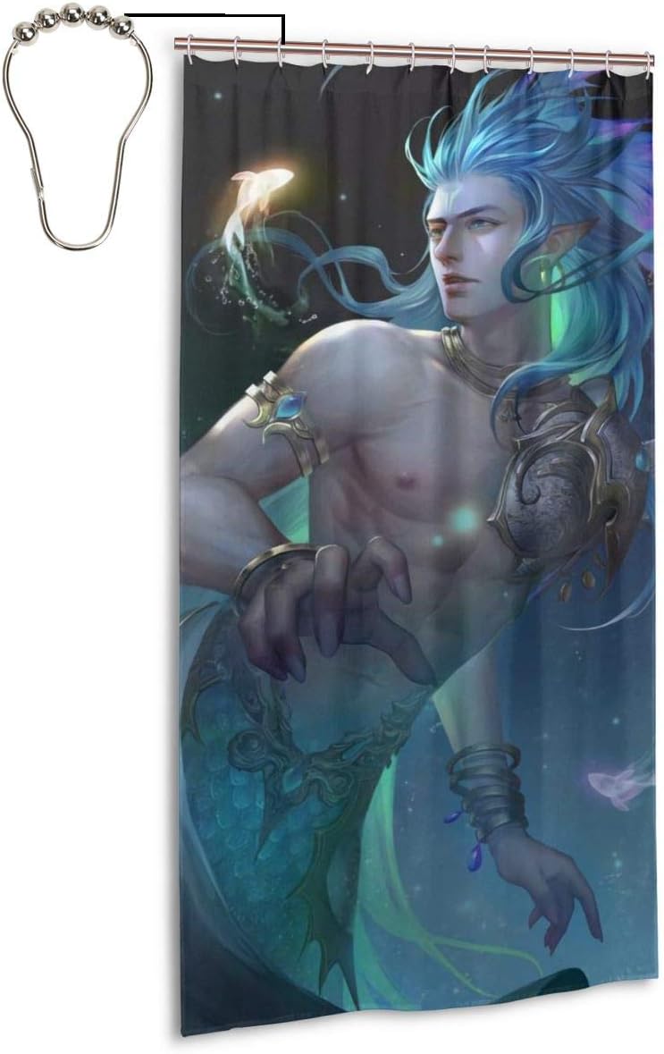 Shark Love Merman Goldfish Dream Cool Home Decorations Valid Mouldproof Shower Curtains Waterproof Opacity Decor Spa Curtain Bathroom Polyester Shower Curtain 36x72 Inch