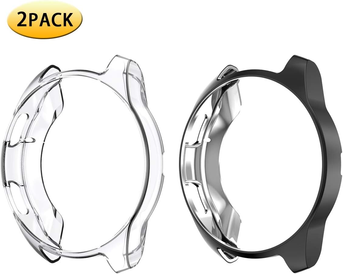 Galaxy Watch 46mm Case TPU Protective Bumper for Samsung Watch Fingerprint Resistant Full Cover for Gear S3 Frontier SM-R760/Galaxy Watch 46mm SM-R800 Accessories (2 Pack,Silver, 46mm)