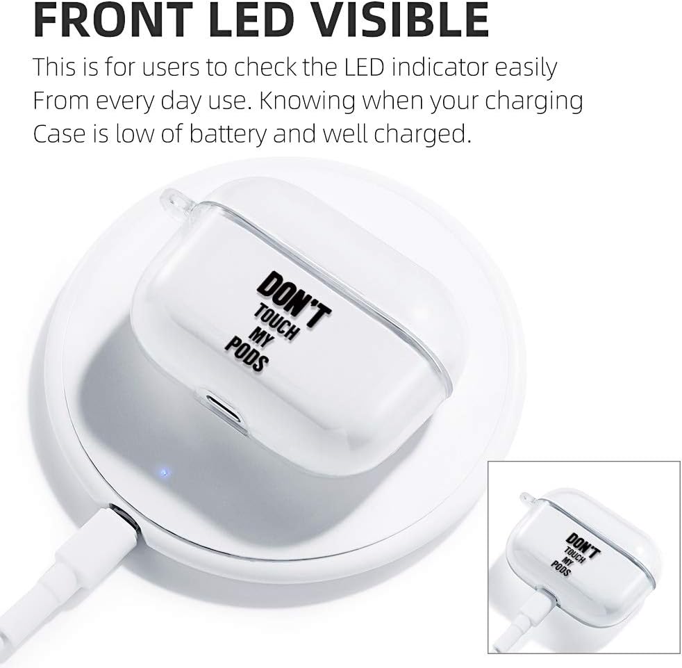 AKABEILA Case Compatible with Apple AirPods Pro Case with Carabiner Transparent Silicone Cute Design AirPod Pro 2019 Case Cover Front LED Visible Wireless Charging Case - Image 3