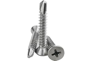 FAJOEDA 60PCS #10 x 1-1/4" Sheet Metal Self Drilling Screws,410 Stainless Steel Flat Head Screws Phillips Head Self-Tapping Screws High-Strength Fast Sheet Metal Screws (1/2" to 1-1/4" Available)