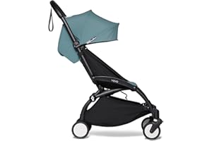 Babyzen YOYO2 Stroller - Black Frame with Aqua Seat & Canopy