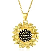 ORANGE FOREST Sunflower Necklace for Women S925 Sterling Silver 14K Gold Plated Sunflower Pendant Birthday Christmas Thanksgiving Day Jewelry Gifts for Women