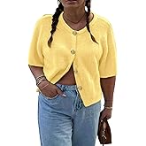 Verdusa Women's Plus Size Lightweight Cardigans Sweaters Concert Outfits Button Up Knit Outerwear
