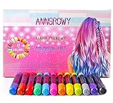 Hair Chalk for Girls Temporary Hair Color 12 Colors Non-Toxic Washable Hair Chalk Pens for Dark Hair and Blonde Brown Auburn Hair Birthday Gifts Present For Girls Hair Dye for Girls