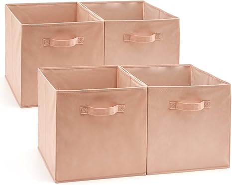 Amazon Ezoware 衣類 ソックス おもちゃ収納ボックス 深型インナーボックス 不織布製 幅33x奥行38x高さ33cm 4個セット ハナミズキピンク かご バスケット オンライン通販