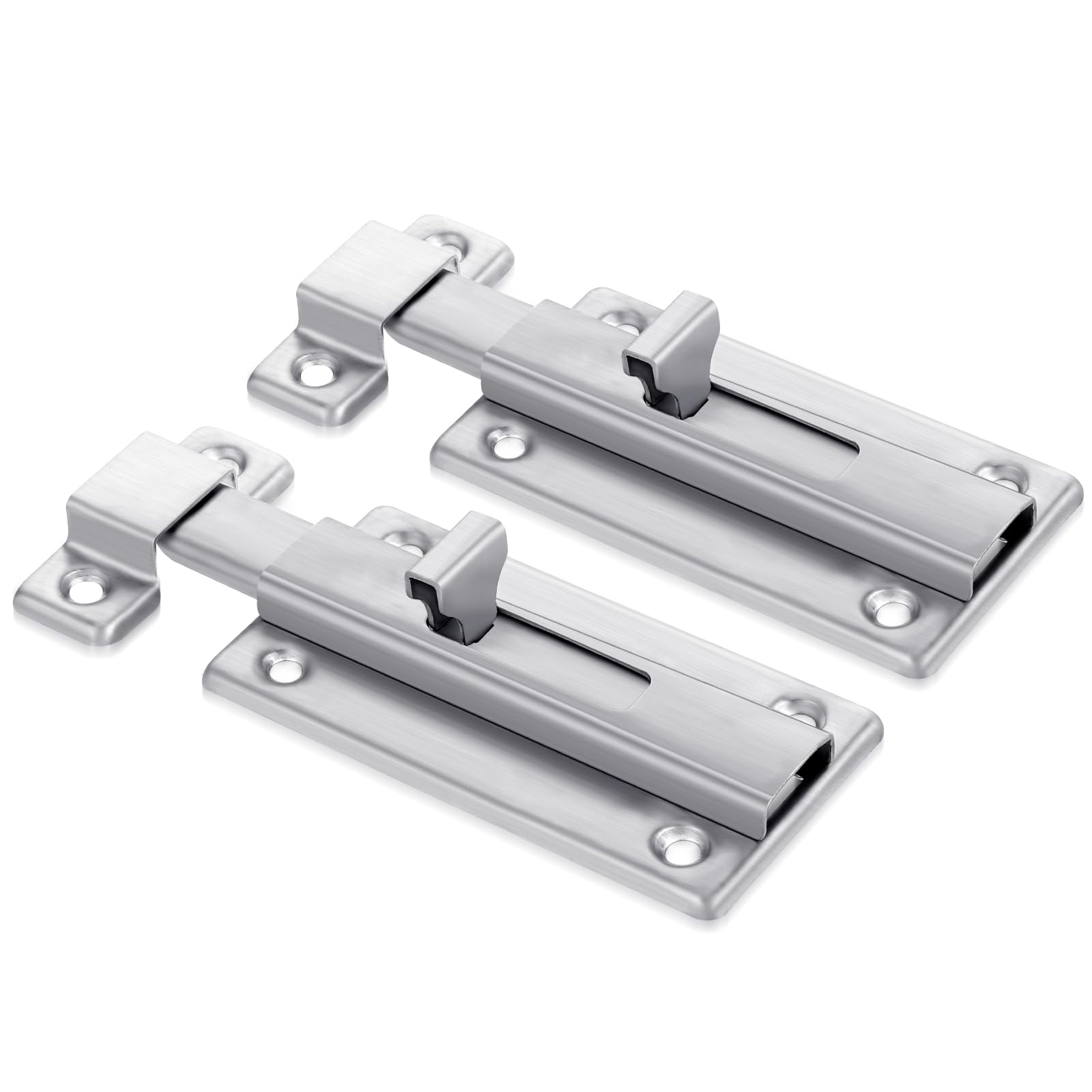 Photo 1 of 2 Pieces 3 inch Bathroom Stall Door Latch Sliding Door Lock Door Bolts with Screw Stainless Steel Latch Mounted Slide Bolt Silver Sliding Lock Bolt Bathroom Stall Hardware for Internal Doors