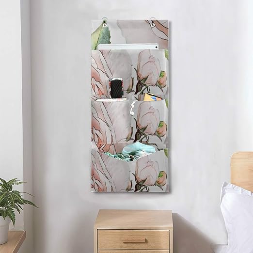 Amazon Com Ryuifi Bags Organizer Hanging Beautiful Peony Ornamental Floral Closet Storage Hanging Organizer Hanging Bags For Storage With 4 Pocket For Pantry Baby Nursery Bathroom Closet Dorm Home Kitchen