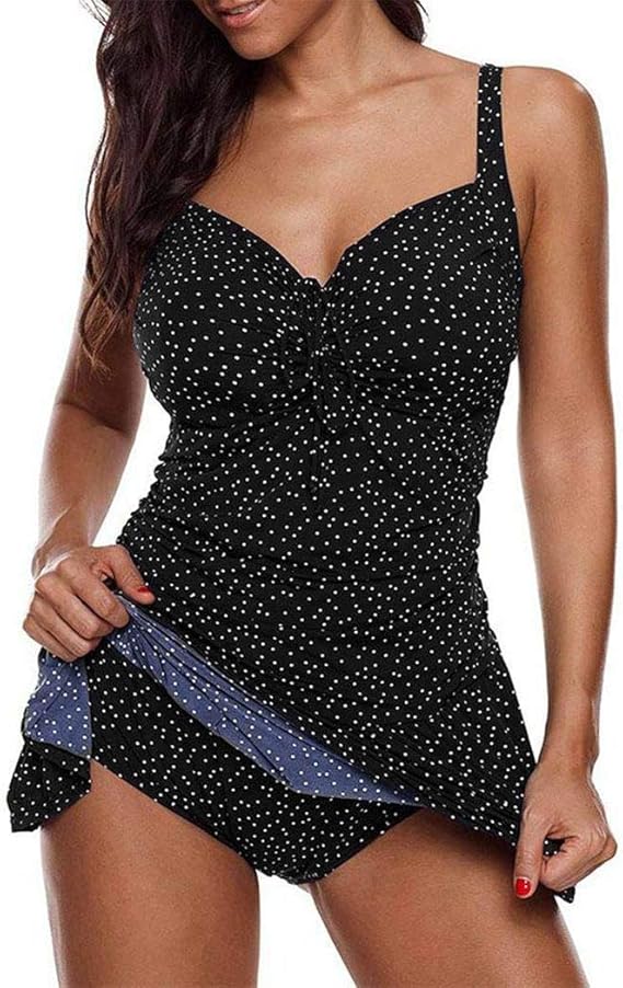 Bulges Women Push Up 2 Pieces Padded Swimsuit Open Front Tankini Set