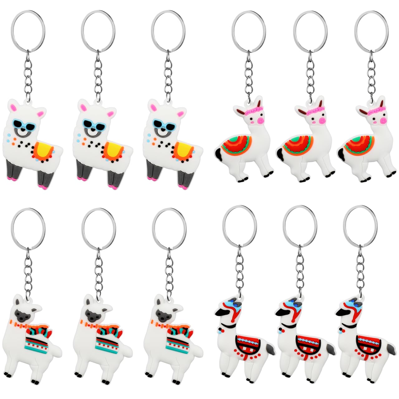 Amosfun 12pcs Alpaca Keychain for Alpaca Theme Party Preferred School Carnival Reward Party Bag present Filler