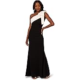 Adrianna Papell Womens Color Block Crepe Bow Gown