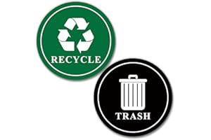HSSPIRITZ Recycle and Trash Magnets for Kitchen Trash Cans and Recycling Bins,Farmhouse Garbage Can Logo Symbol Magnet Sign,2 Pack Magnetic Sticker,3.5" Circle Magnetic for Indoor Outdoor Waste Bin-3