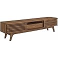 Modway Render 70" Mid-Century Modern Low Profile Entertainment TV Stand, 70 Inch, Walnut Walnut