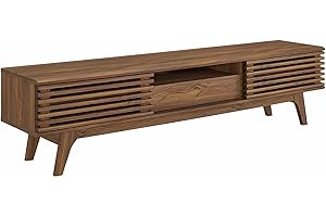 Modway Render 70" Mid-Century Modern Low Profile Entertainment TV Stand, 70 Inch, Walnut Walnut