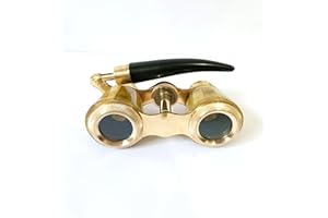 Vintage Opera Glasses, Gold Brass Theater Binoculars with Handle, Decorative Classical Design