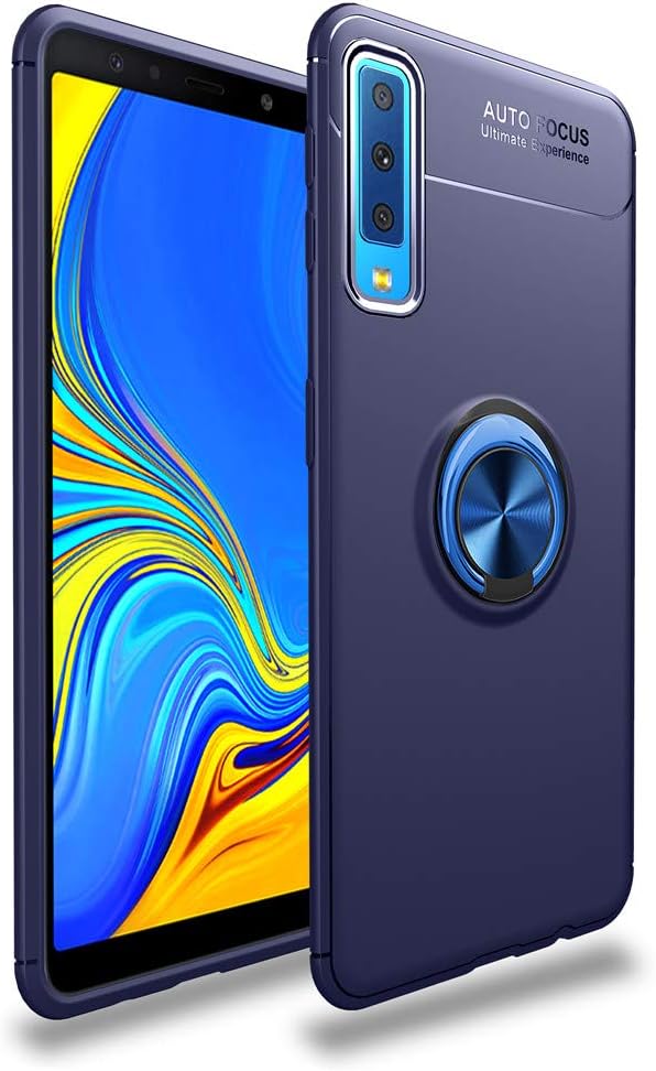 LAGUI Compatible for Samsung Galaxy A50 Case, Magnetic Car Mount Dedicated Cover With finger Ring Holder. blue+blue