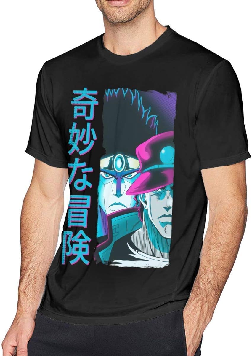 WangJhjfg Mens Funny Jojos Bizarre Adventure Tshirt Black
