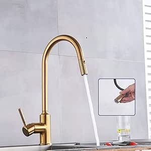 Grifo de cocina de oro cepillado Montaje en cubierta Soporte único Un