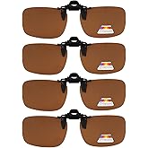 Eyekepper 4 Pack Flip-up Clip-On Sunglasses 59x39 MM Metal Wear Over Glasses
