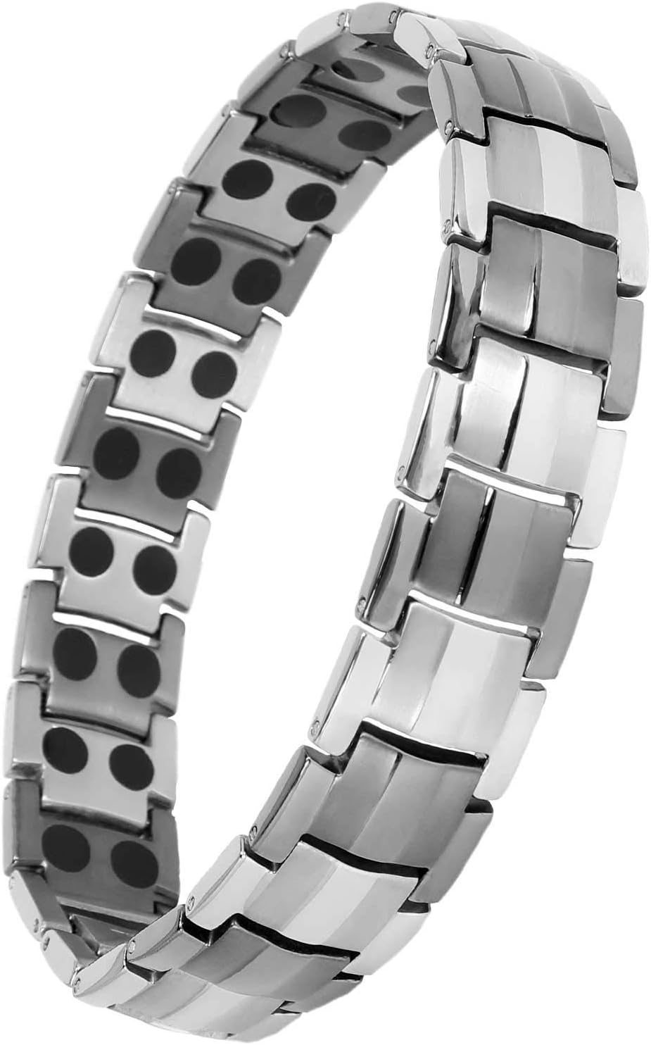 MPS® Magnetic Bracelet for Men, Usually Purchased for Arthritis Pain Relief Health Titanium Magnet Therapy Wristband, Homer Two Shades of Grey with Resizing Tool