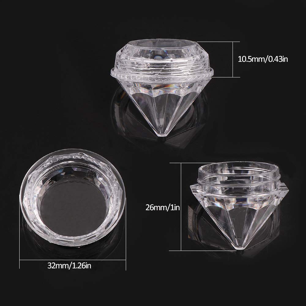 QXcom 25 Packs 5g Clear Cream Box Jars Diamond Shaped Empty Refillable Cosmetic Container Jar Pot with Lid Makeup Sample Trial Case Storage for Lip Blam Lotion Creams Eye Shadow Nails Powder Jewelry : Beauty
