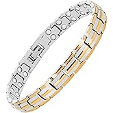 Feraco Magnetic Bracelet for Women Titanium Steel Magnetic Bracelet with Neodymium Magnets, Christmas Jewelry Gifts (8.66, 2X Strength Silver & Gold)