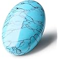LAIDANLA Turquoise 2.4" Large Palm Stone Healing Crystals Gemstones Calming Effects Energy Balancing Reiki Polished Worry Stone Cleansing Protection Anxiety Stress Relief Therapy 1PC