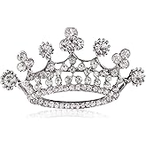 YUNXI King Queen Royal Crown Brooch For Women Men Fashion Gold Silver Rhinestones Crystal Brooches Pin Wedding Party Banquet Birthday