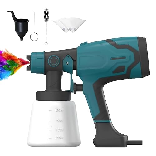 diceevil Paint Sprayer 400W, Electric Paint Spray Gun with 800ML Container, Fence Paint Sprayer with 4 Nozzles & 3 Patterns, Adjustable Flow for Walls and Ceilings, Furniture (No battery)