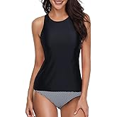 Holipick Two Piece Tankini Swimsuits for Women Tummy Control Bathing Suits High Neck Tankini Tops with Bikini Bottom