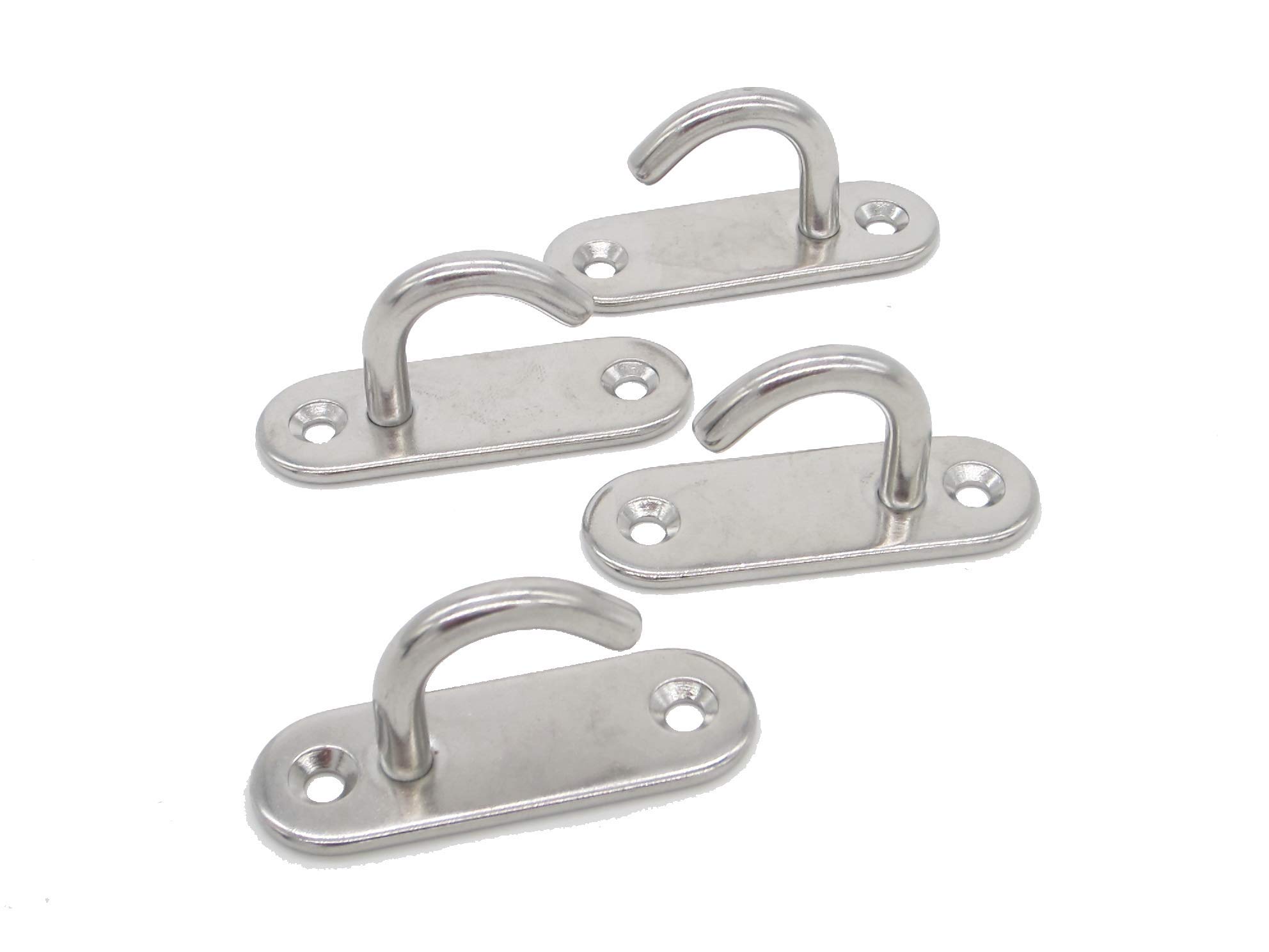NOVSINO Stainless Steel Ceiling Hooks Wall Hooks, M6 Screw Mount Hook Hangers, Pad Eye Straps Tie Down Anchor Point Rigging, Pack of 4 — image 1
